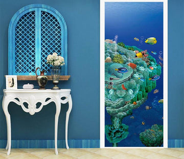 3D deep-sea fish door mural Wallpaper AJ Wallpaper 