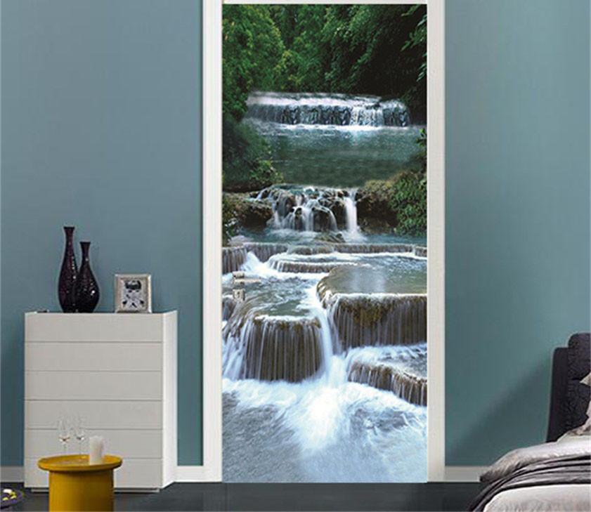 3D clear wide river door mural Wallpaper AJ Wallpaper 