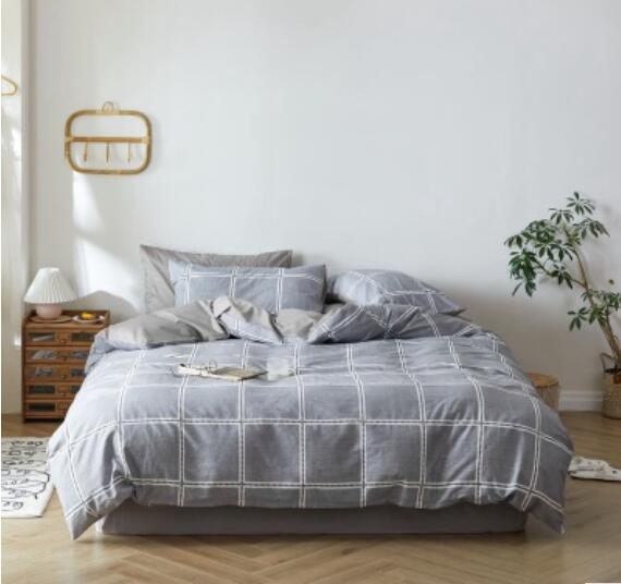 3D Big Gray Grid 30009 Bed Pillowcases Quilt