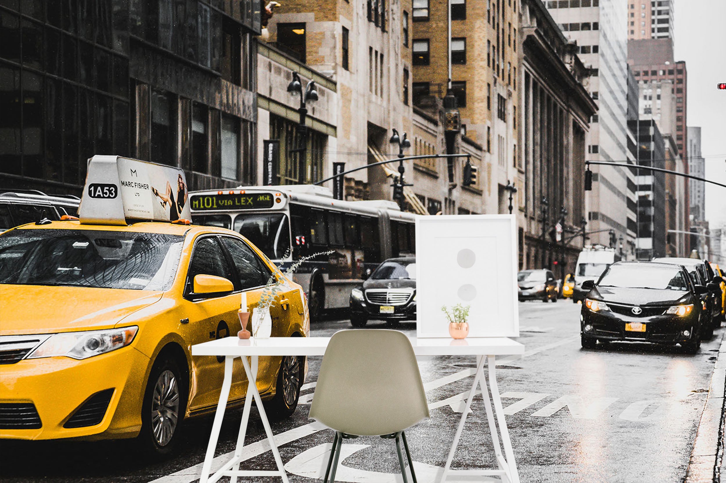 3D Taxi Junction 398 Vehicle Wall Murals