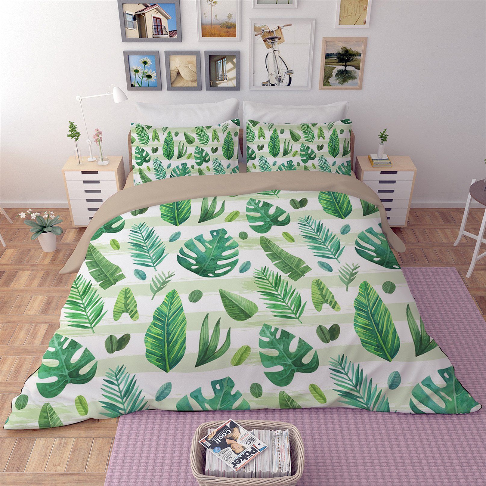 3D Big Leavesr 91 Bed Pillowcases Quilt Wallpaper AJ Wallpaper 