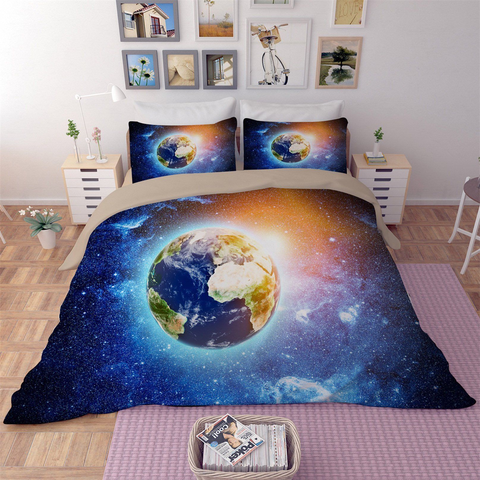 3D Glowing Earth 105 Bed Pillowcases Quilt Wallpaper AJ Wallpaper 