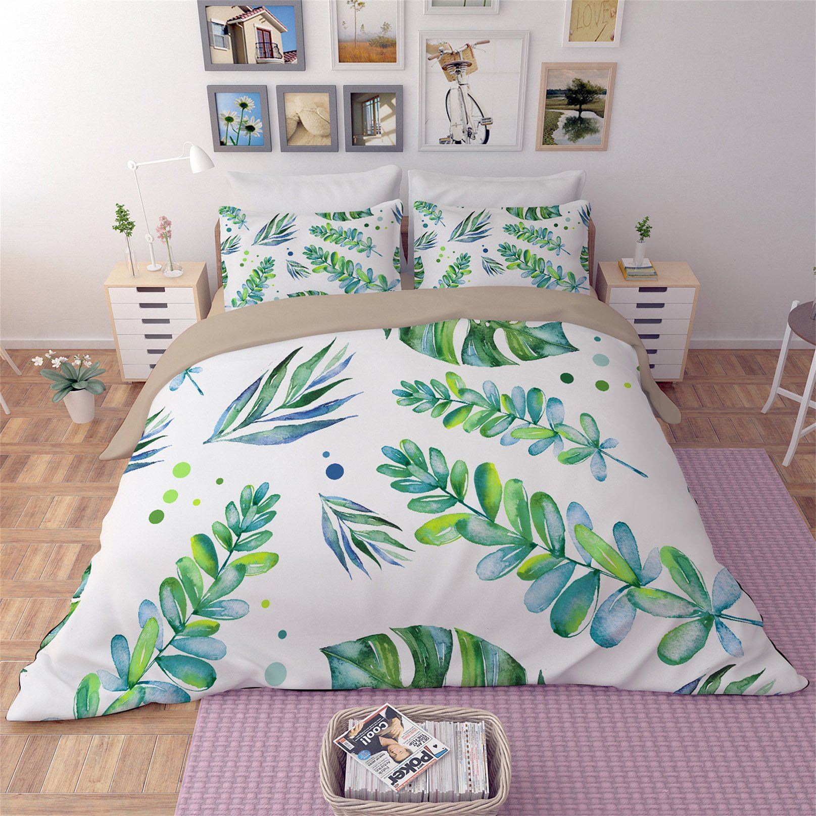 3D Long Leaves 107 Bed Pillowcases Quilt Wallpaper AJ Wallpaper 
