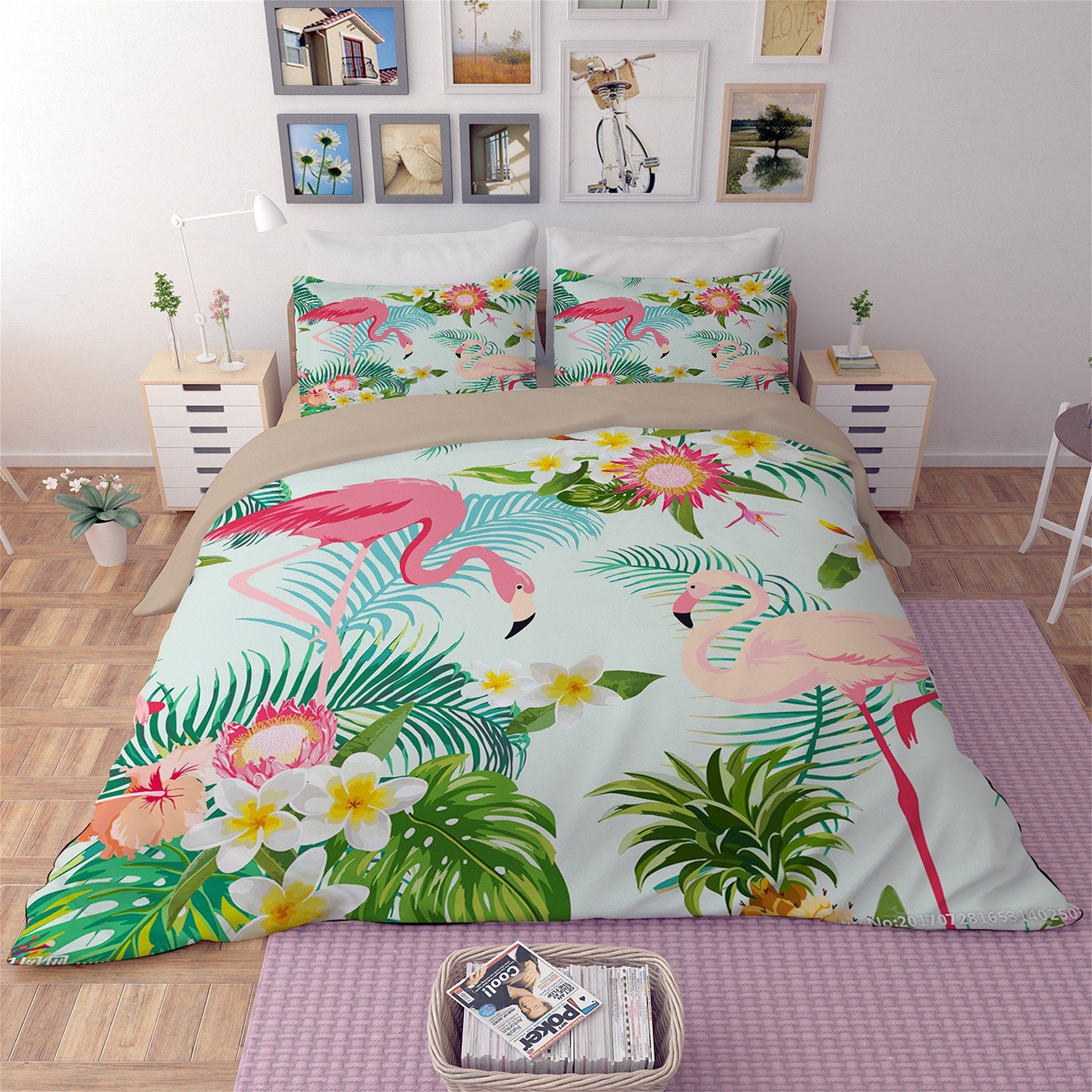 3D Flamingo Foraging 98 Bed Pillowcases Quilt Wallpaper AJ Wallpaper 