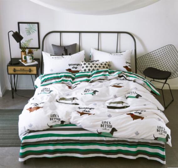 3D Green Stripes Dachshund 20315 Bed Pillowcases Quilt