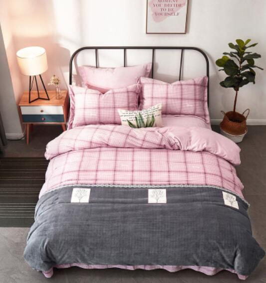 3D Dark Gray Pink Grid 20174 Bed Pillowcases Quilt