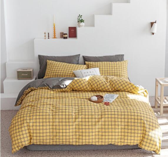 3D Yellow Grid 14066 Bed Pillowcases Quilt
