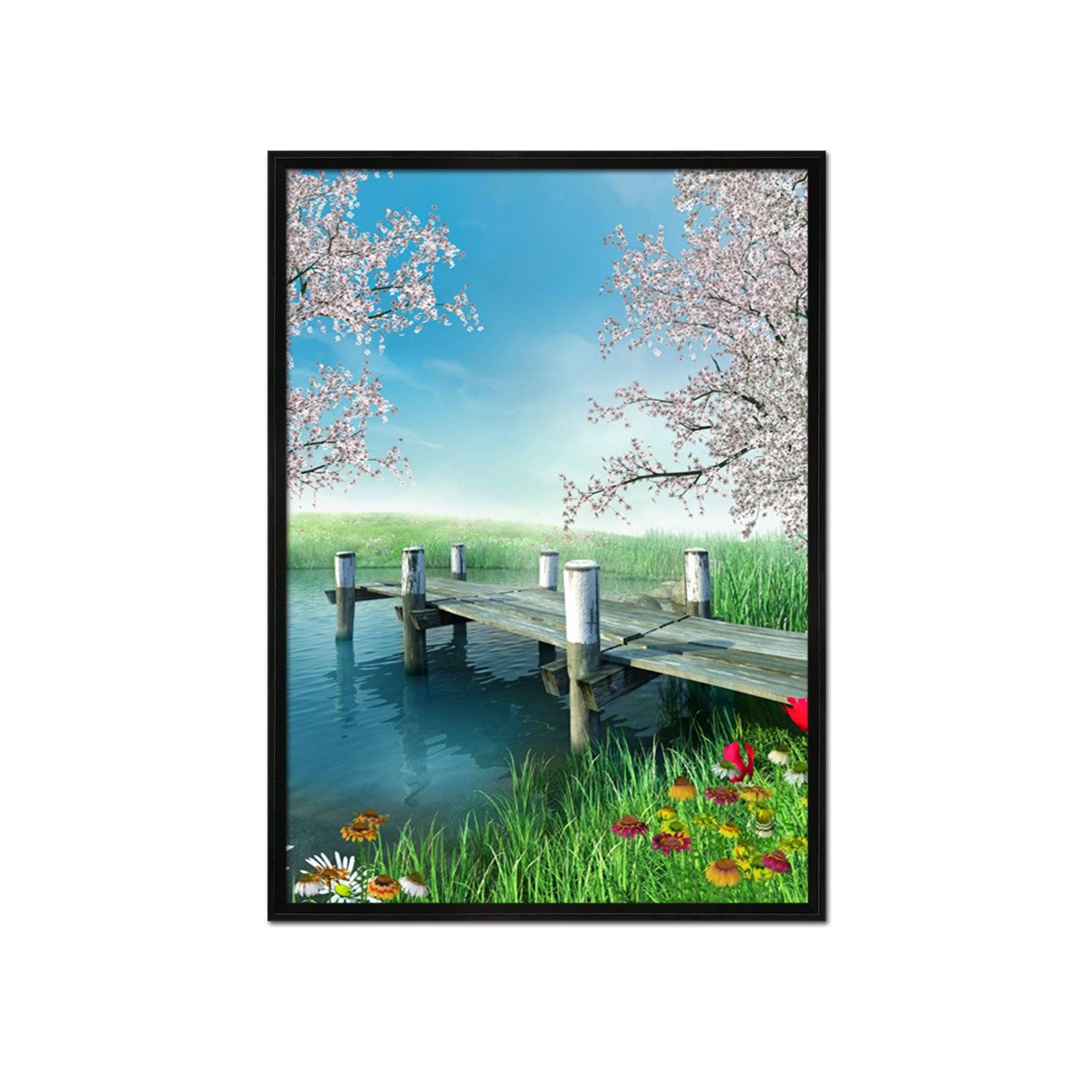 3D Riverside Flowers 149 Fake Framed Print Painting Wallpaper AJ Creativity Home 