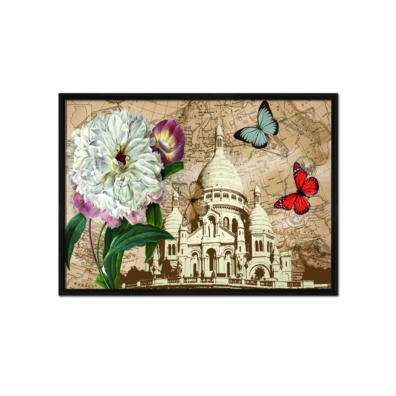 3D Castle Butterfly 039 Fake Framed Print Painting Wallpaper AJ Creativity Home 