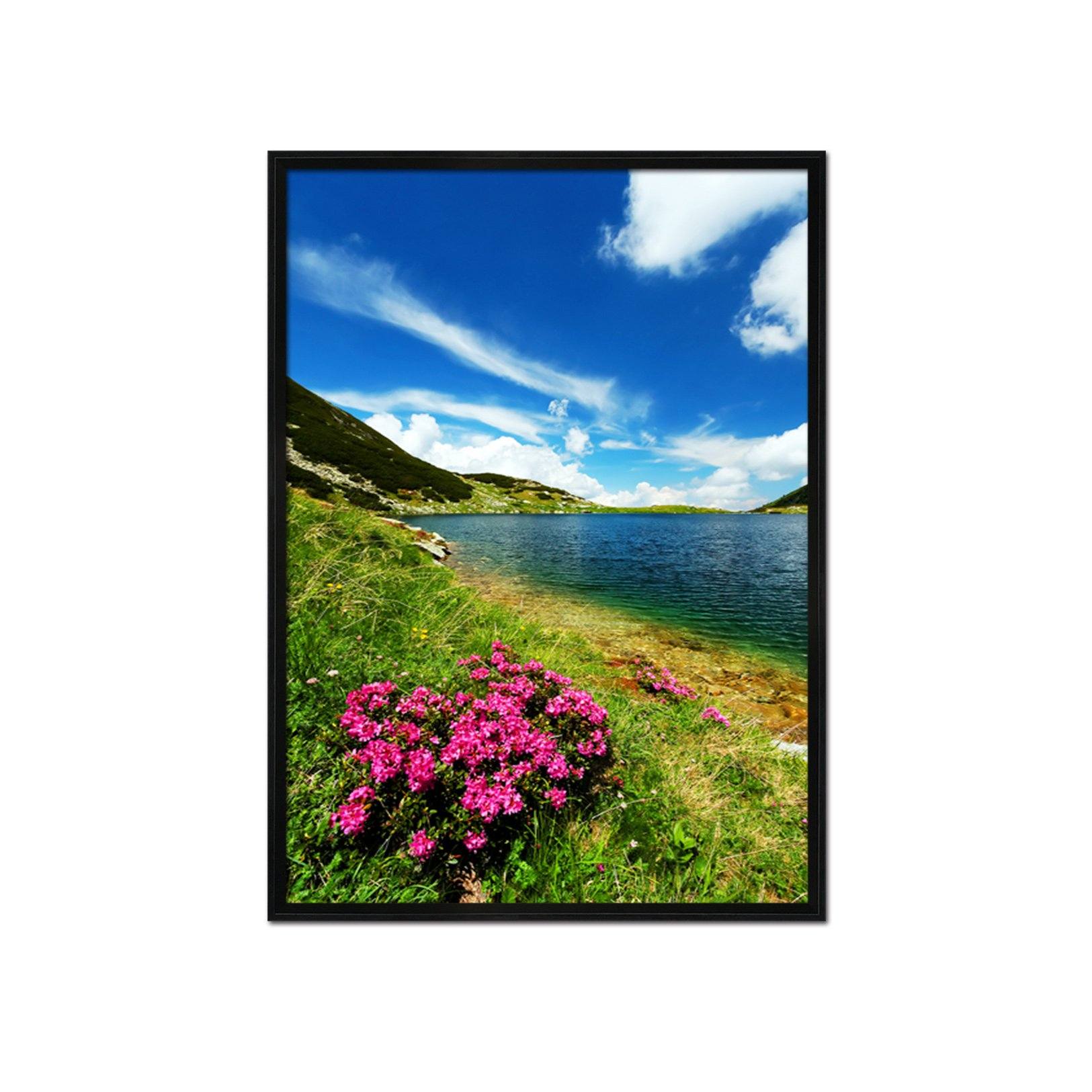 3D Lakeside Flowers 130 Fake Framed Print Painting Wallpaper AJ Creativity Home 