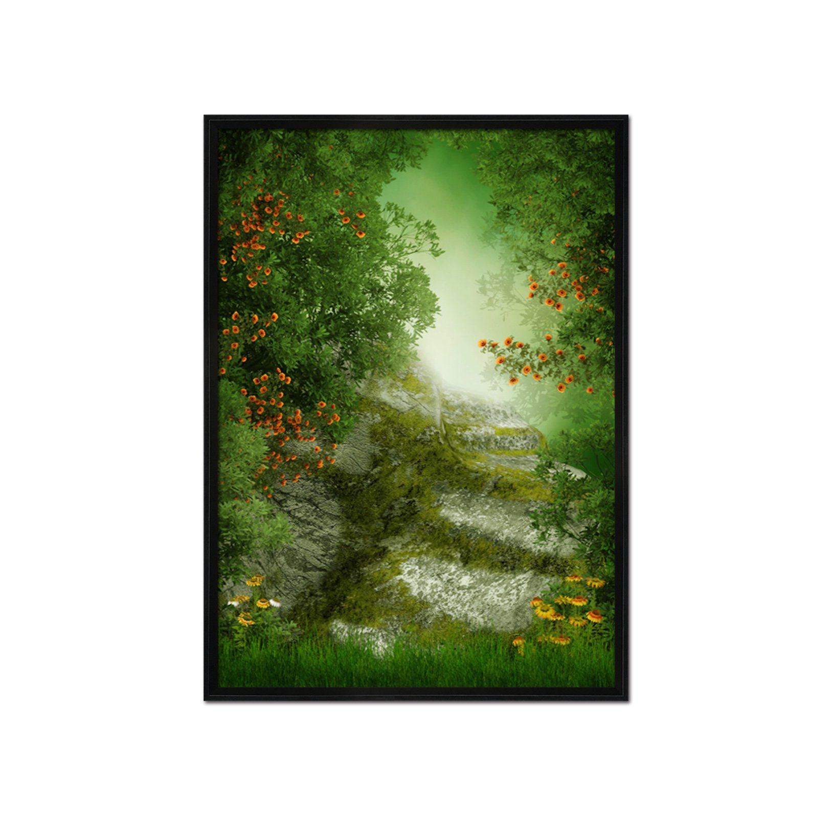 3D Woods Flowers 057 Fake Framed Print Painting Wallpaper AJ Creativity Home 