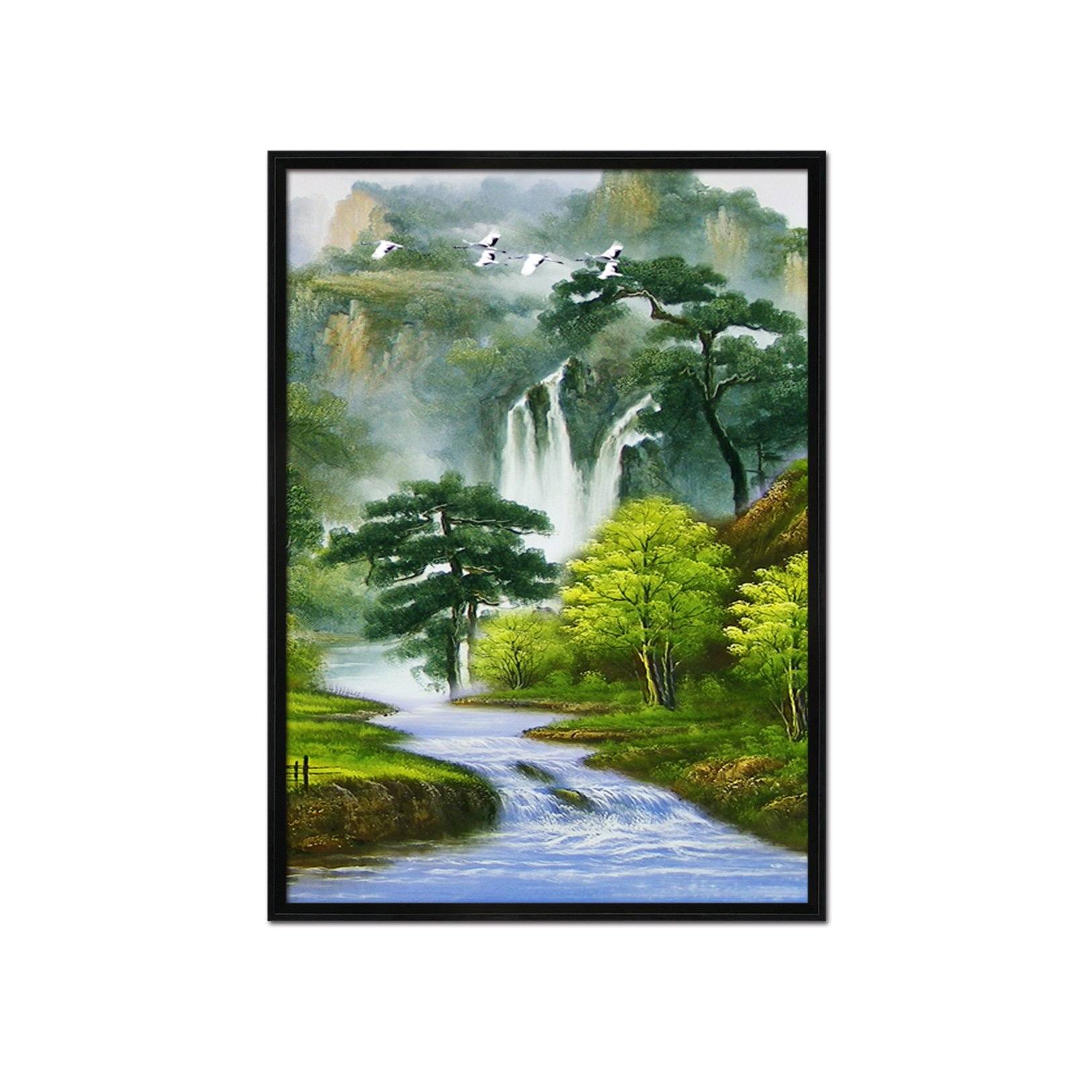 3D Natural Crowned Crane 078 Fake Framed Print Painting Wallpaper AJ Creativity Home 