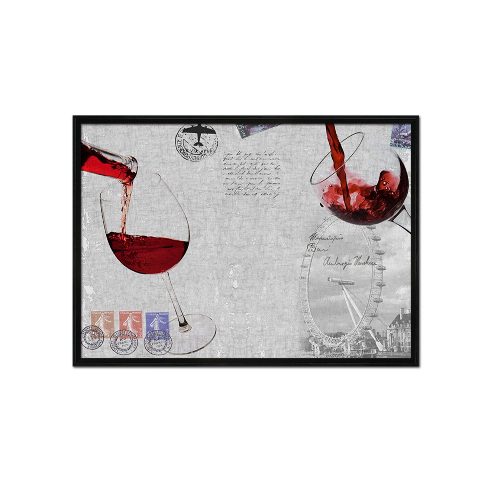 3D Red Wine Glass 041 Fake Framed Print Painting Wallpaper AJ Creativity Home 