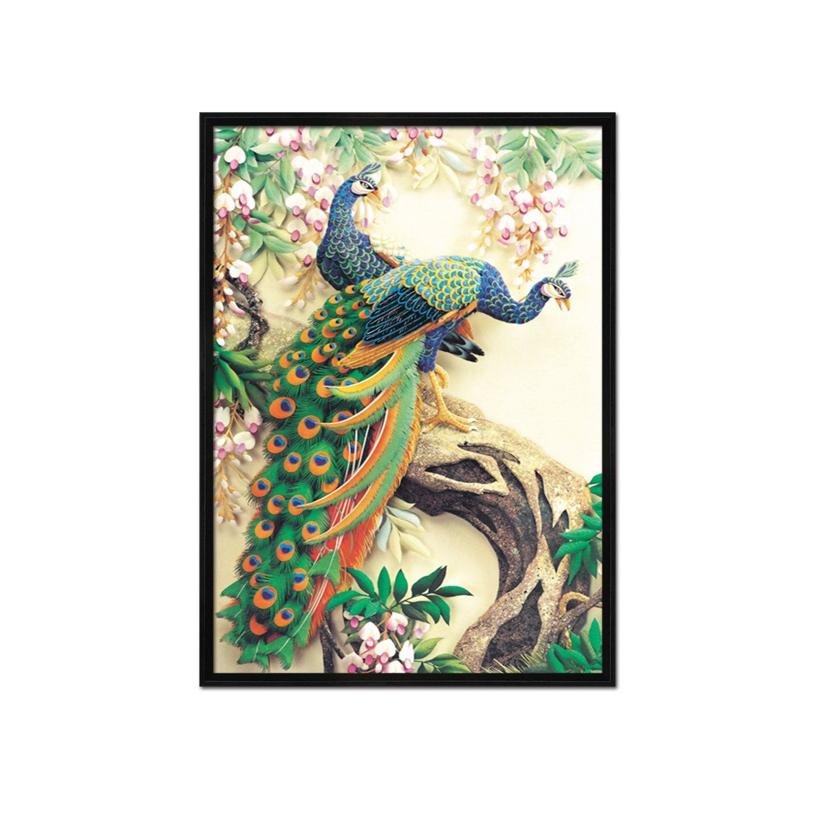 3D Beautiful Peacock 084 Fake Framed Print Painting Wallpaper AJ Creativity Home 