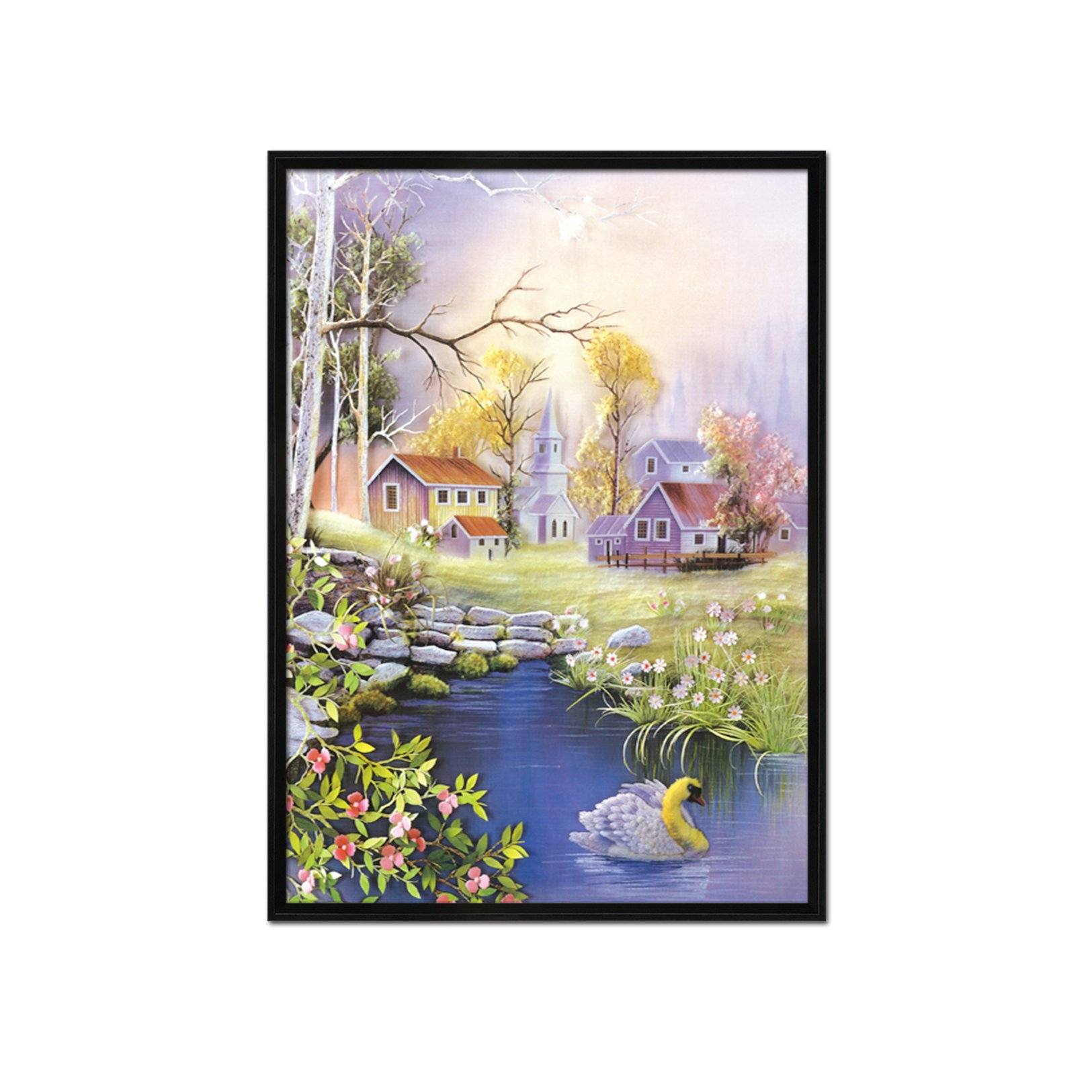 3D Small Village 111 Fake Framed Print Painting Wallpaper AJ Creativity Home 