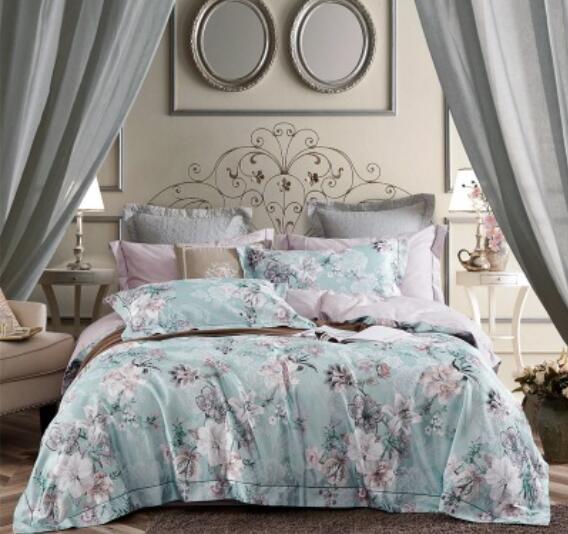 3D Light Blue Grey Flower 14128 Bed Pillowcases Quilt
