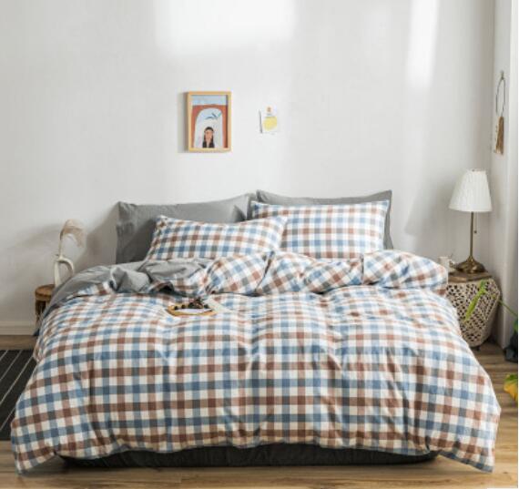 3D Blue Brown Plaid 15037 Bed Pillowcases Quilt