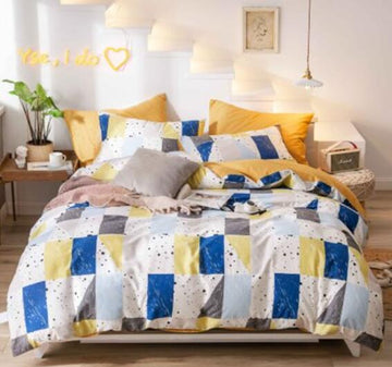 3D Yellow And Blue Square 16071 Bed Pillowcases Quilt