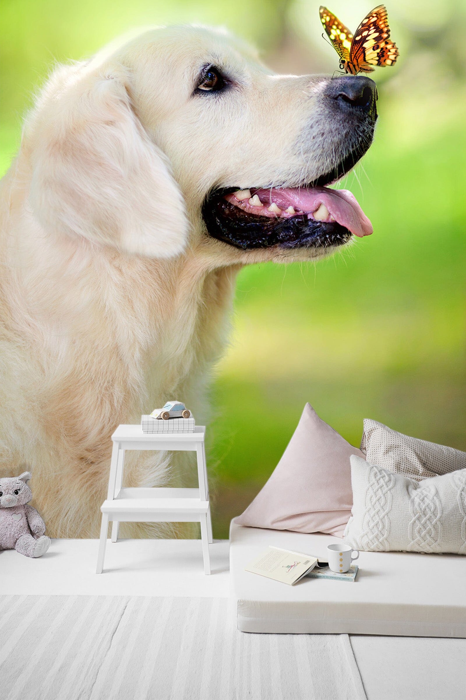 3D Puppy Butterfly 115 Wall Murals Wallpaper AJ Wallpaper 2 