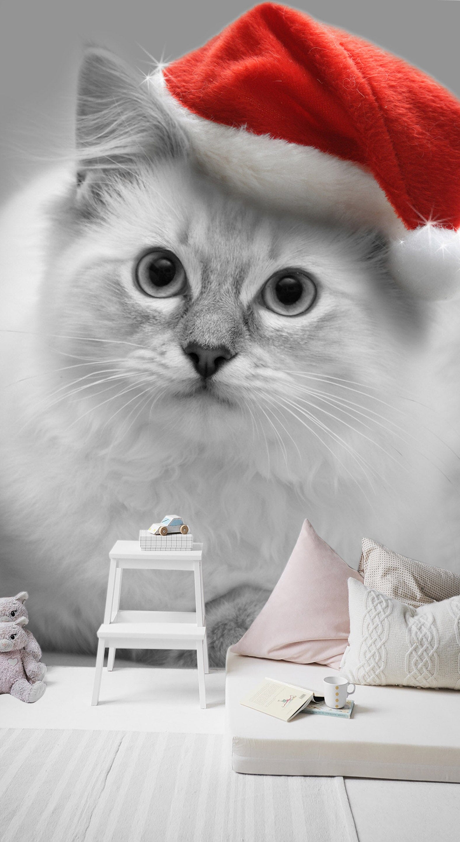 3D Kitten Christmas Hat 112 Wall Murals Wallpaper AJ Wallpaper 2 