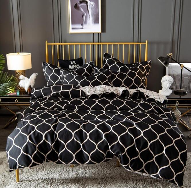 3D Black Round Diamond 8096 Bed Pillowcases Quilt