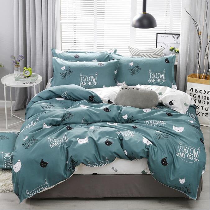 3D Green Background Black White Cat 12063 Bed Pillowcases Quilt