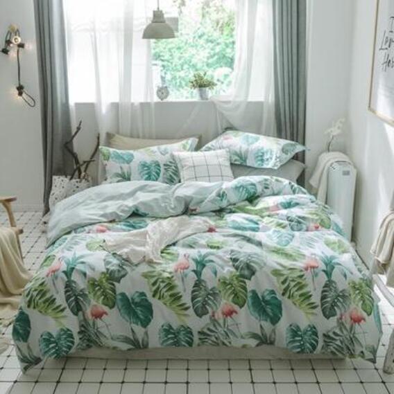 3D Leaves Flamingo 15200 Bed Pillowcases Quilt