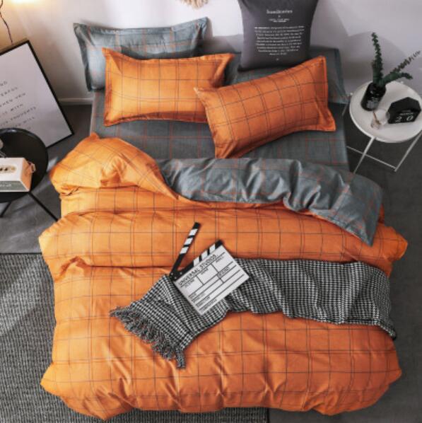 3D Orange Grid 5155 Bed Pillowcases Quilt