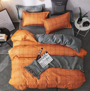 3D Orange Grid 5155 Bed Pillowcases Quilt