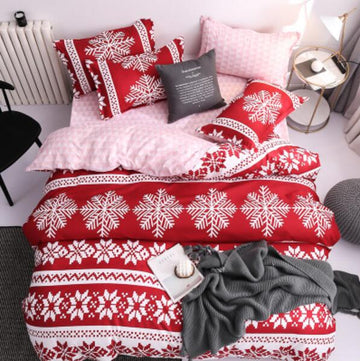 3D Red Snowflak 5160 Bed Pillowcases Quilt