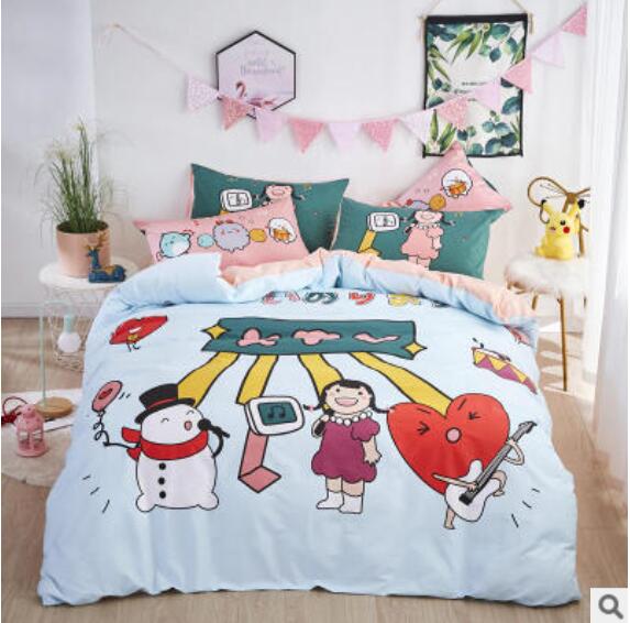 3D Cartoon Snowman Girl 50080 Bed Pillowcases Quilt