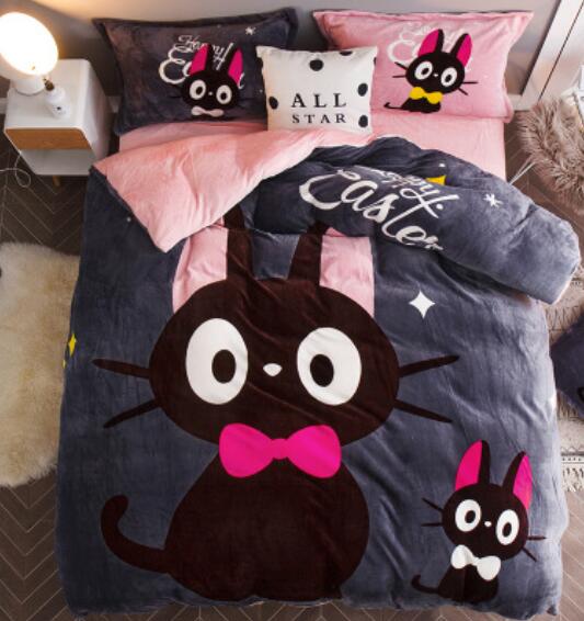 3D Black Cat Bow 18095 Bed Pillowcases Quilt