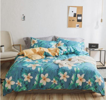 3D Blue Flowers 30236 Bed Pillowcases Quilt