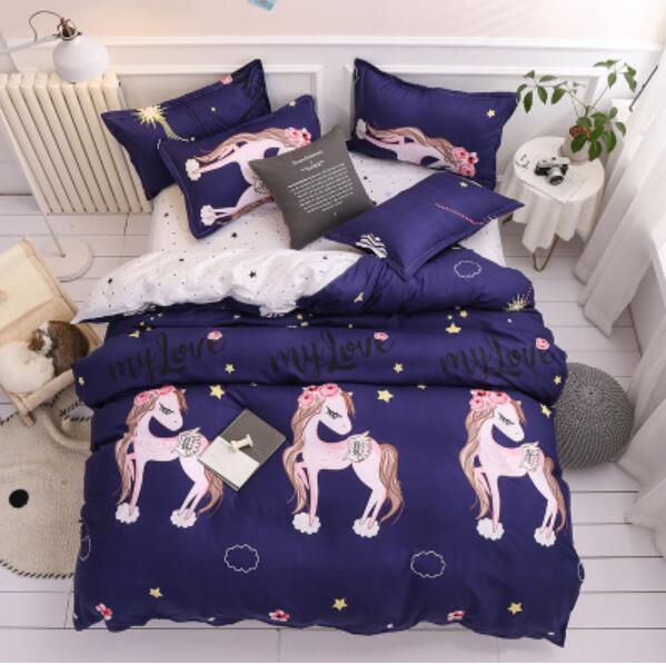 3D Navy Shaggy Horse 5152 Bed Pillowcases Quilt