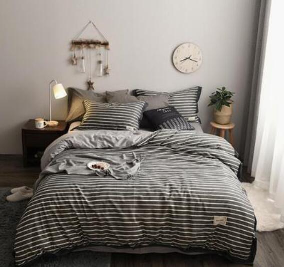 3D Dark Gray Horizontal Stripes 14026 Bed Pillowcases Quilt