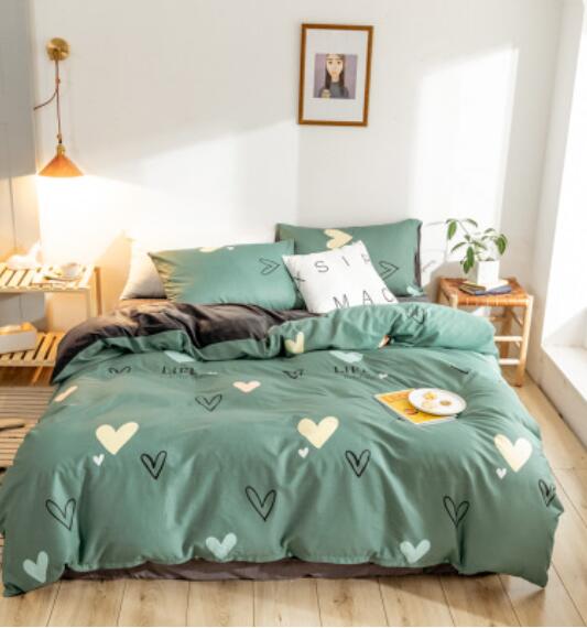 3D Green Heart 18062 Bed Pillowcases Quilt