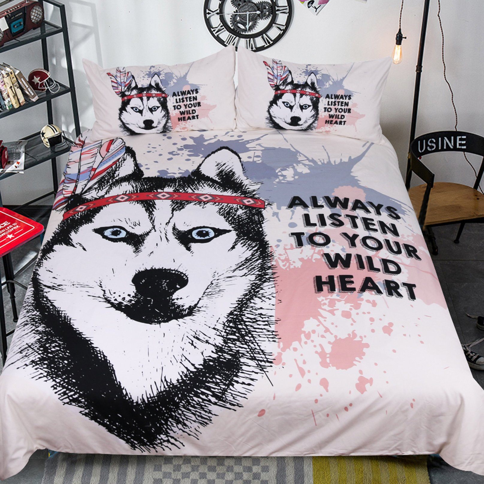 3D Wolf Head 204 Bed Pillowcases Quilt Wallpaper AJ Wallpaper 