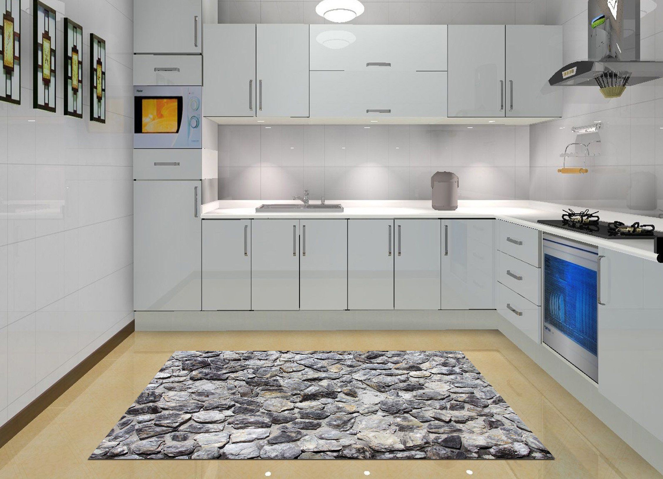 3D Uneven Stone Wall Kitchen Mat Floor Mural Wallpaper AJ Wallpaper 