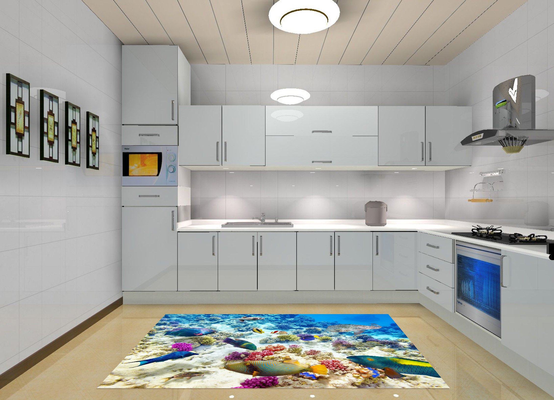 3D Seabed Scenery Kitchen Mat Floor Mural Wallpaper AJ Wallpaper 