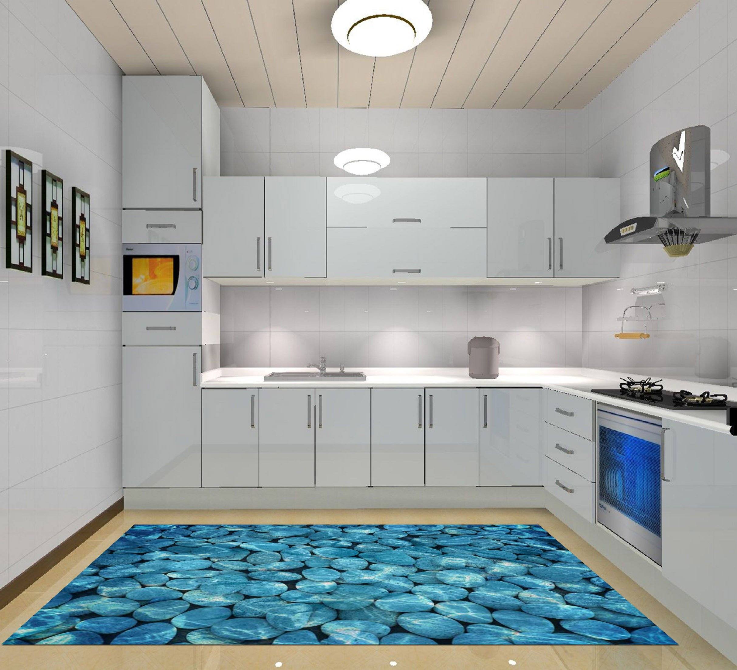 3D Lake Floor Stones Kitchen Mat Floor Mural Wallpaper AJ Wallpaper 