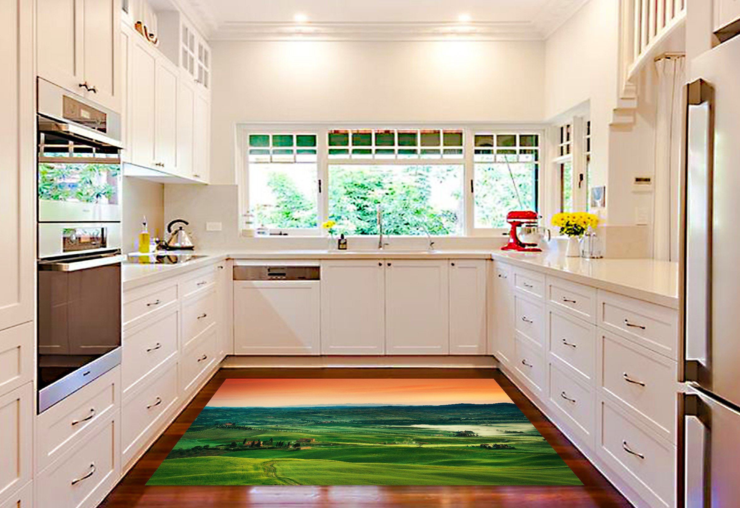 3D Green Hilly Area 501 Kitchen Mat Floor Mural Wallpaper AJ Wallpaper 