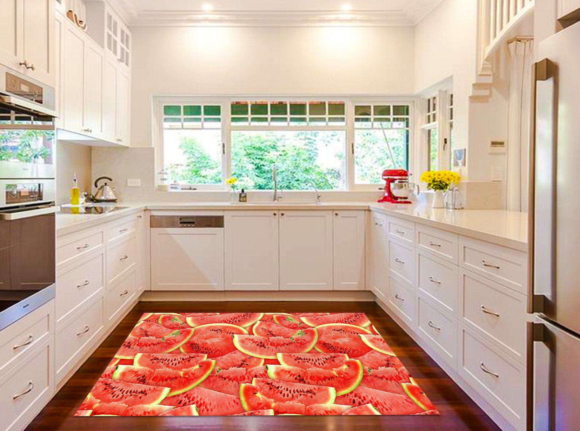 3D Watermelon Slices Kitchen Mat Floor Mural Wallpaper AJ Wallpaper 