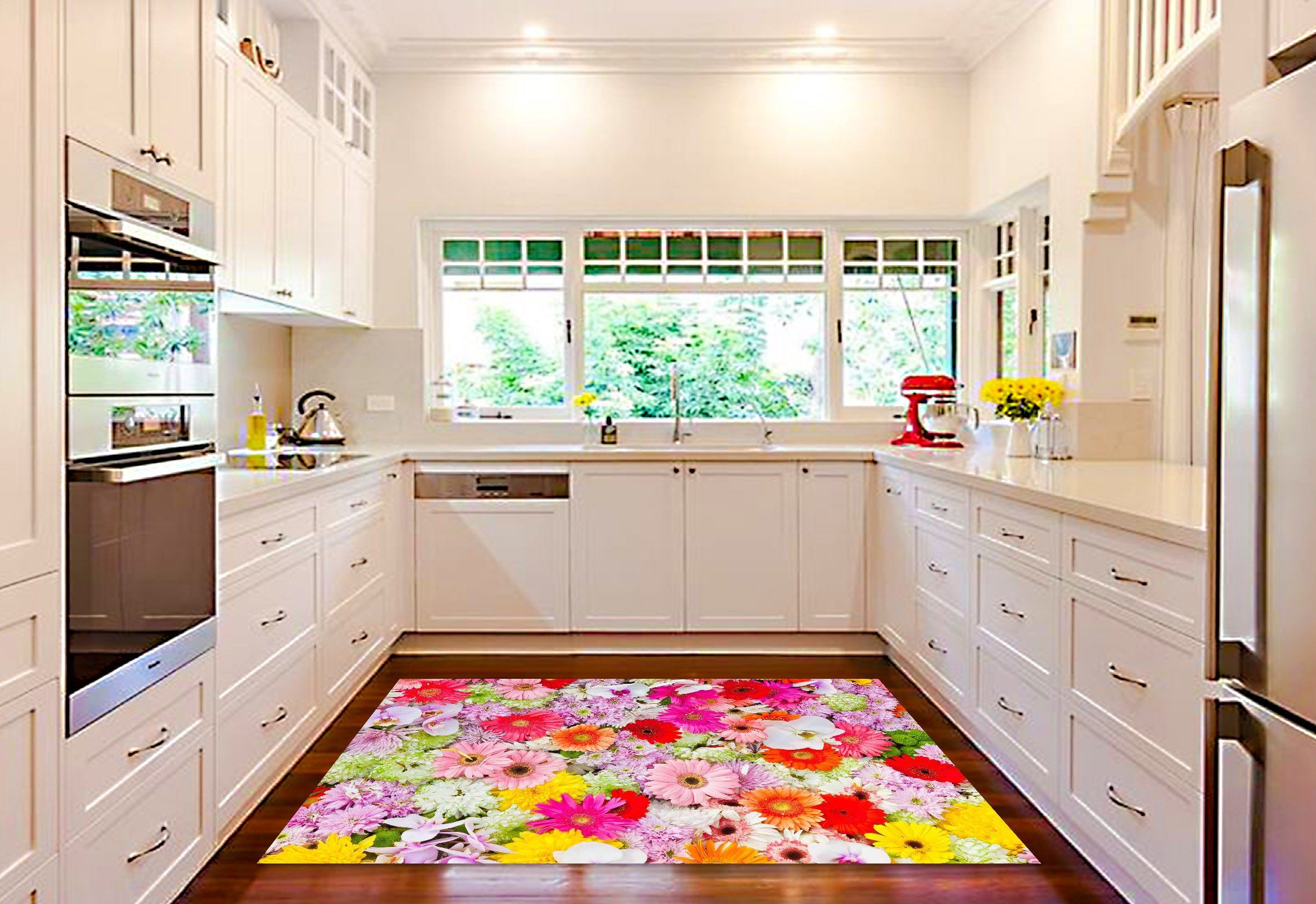 3D Beautiful Flowers Wall 057 Kitchen Mat Floor Mural Wallpaper AJ Wallpaper 