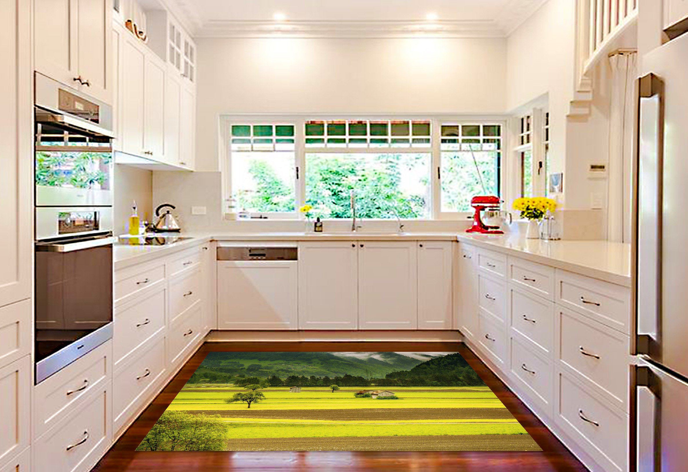 3D Mountain Farmlands 588 Kitchen Mat Floor Mural Wallpaper AJ Wallpaper 
