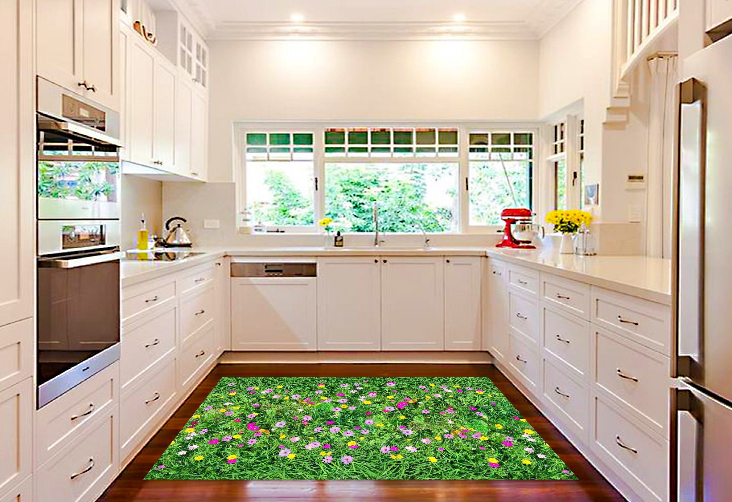 3D Lush Grass Flowers 152 Kitchen Mat Floor Mural Wallpaper AJ Wallpaper 