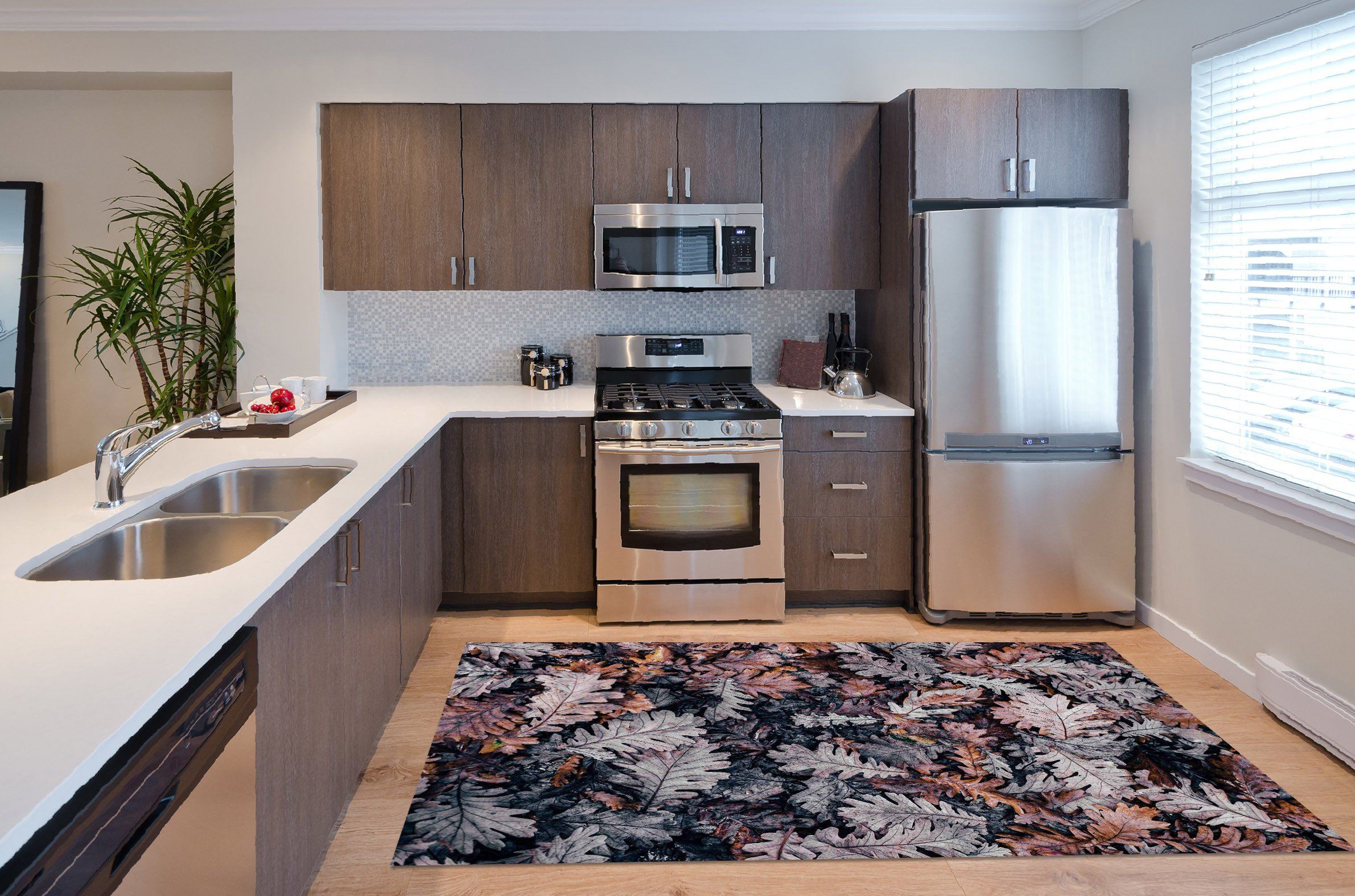3D Fade Leaves 574 Kitchen Mat Floor Mural Wallpaper AJ Wallpaper 