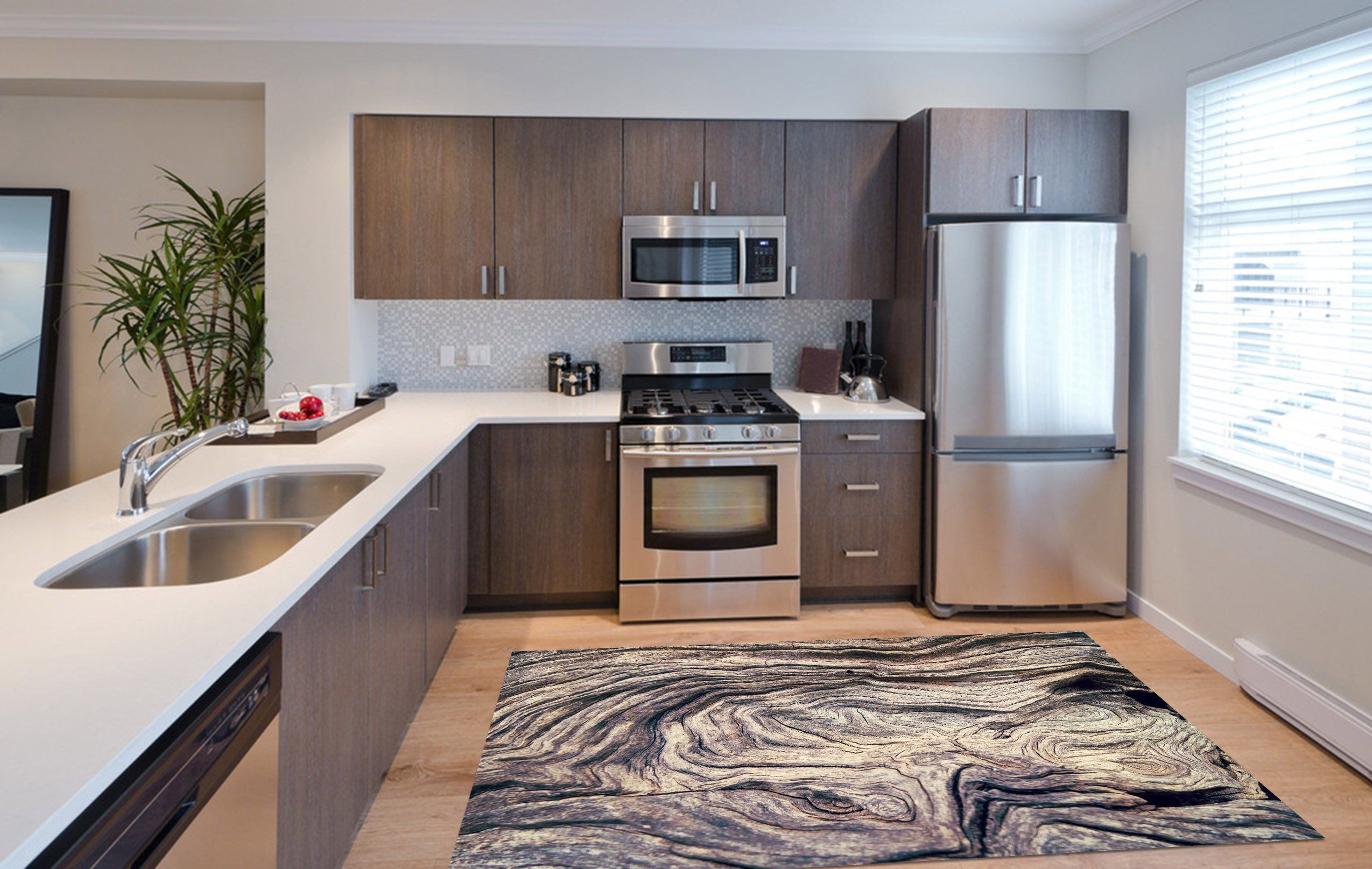 3D Wood Texture Kitchen Mat Floor Mural Wallpaper AJ Wallpaper 