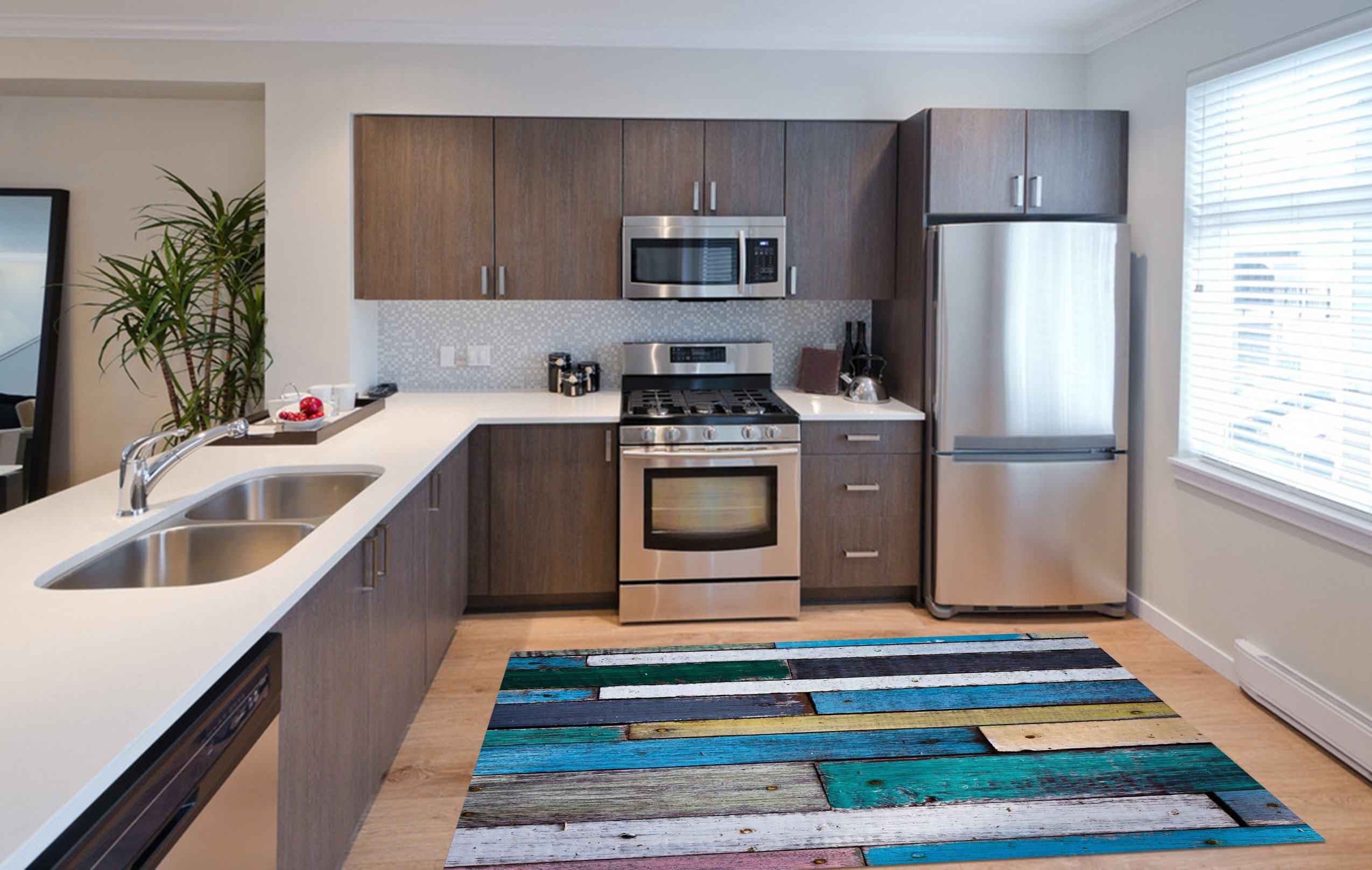 3D Wood Boards Kitchen Mat Floor Mural Wallpaper AJ Wallpaper 