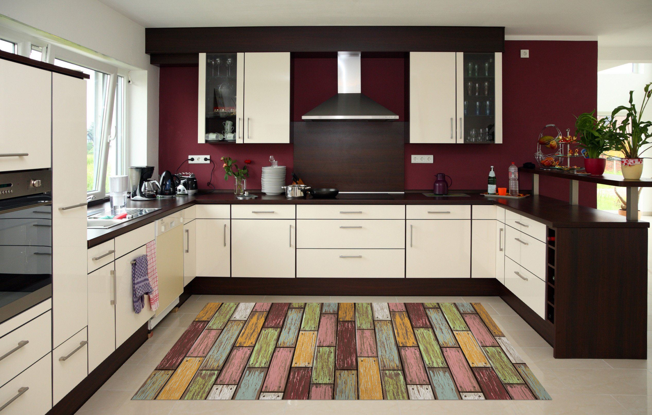 3D Color Wood Planks 160 Kitchen Mat Floor Mural Wallpaper AJ Wallpaper 