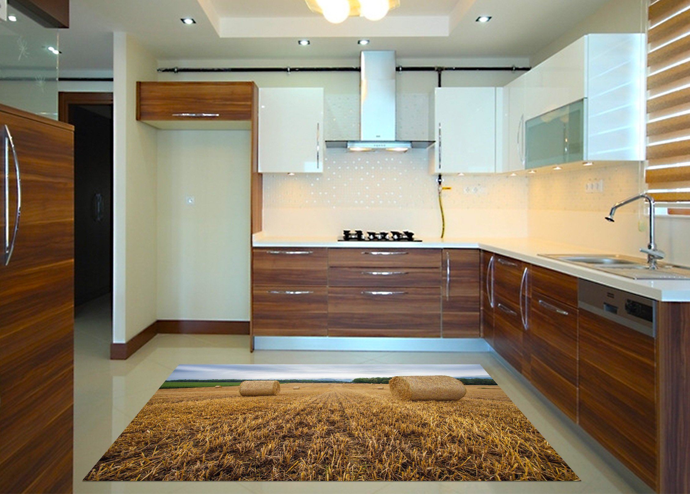 3D Farmland Haystacks 72 Kitchen Mat Floor Mural Wallpaper AJ Wallpaper 